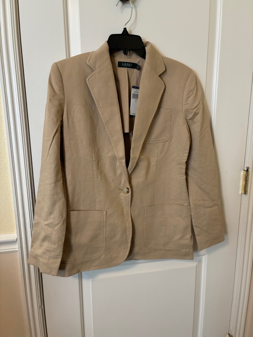 NWT Ralph Lauren Beige Single-Button Notch Lapel Blazer size 4